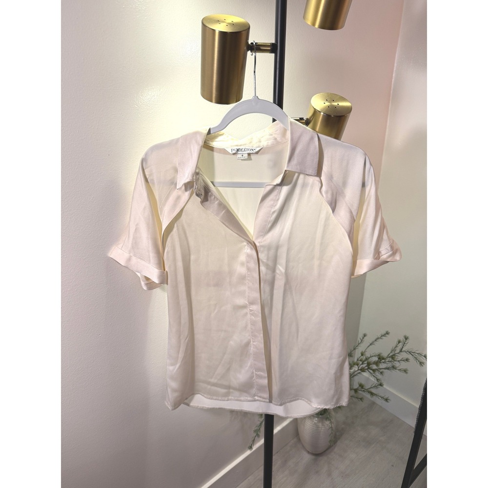 Pendleton silk 6 vintage button up luxury slow fashion cream neutral western sm